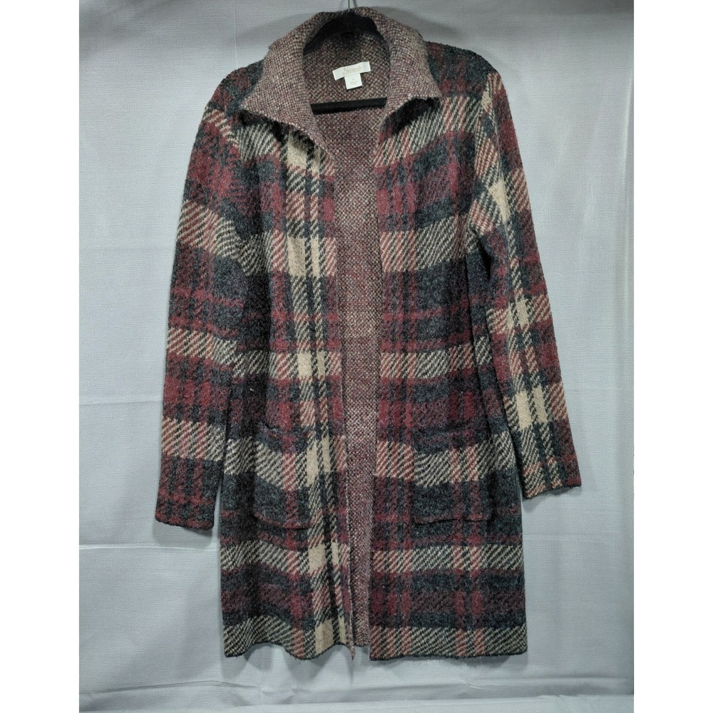 Natural Reflections Plaid Open‎ Front Duster Cardigan Med